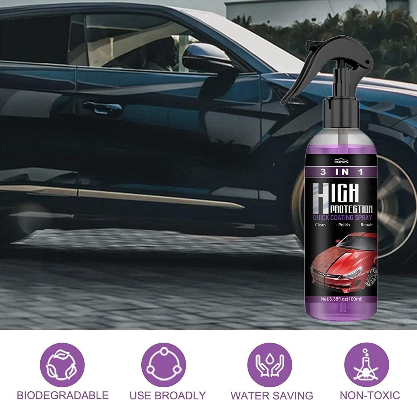 3 in 1 Car Shine/Scratch Spray